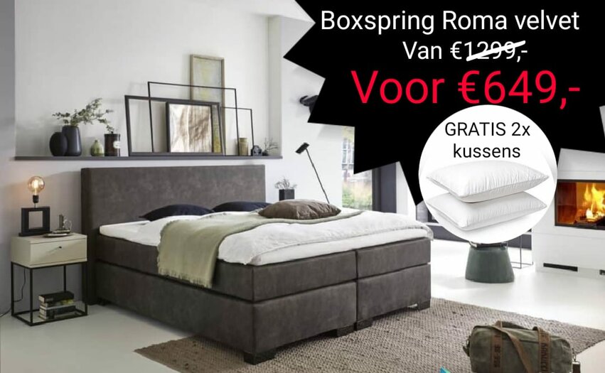 Zending Lounge Uitstekend Boxspring Roma (velvet) GRATIS THUIS BEZORGD - droom-slapen.nl